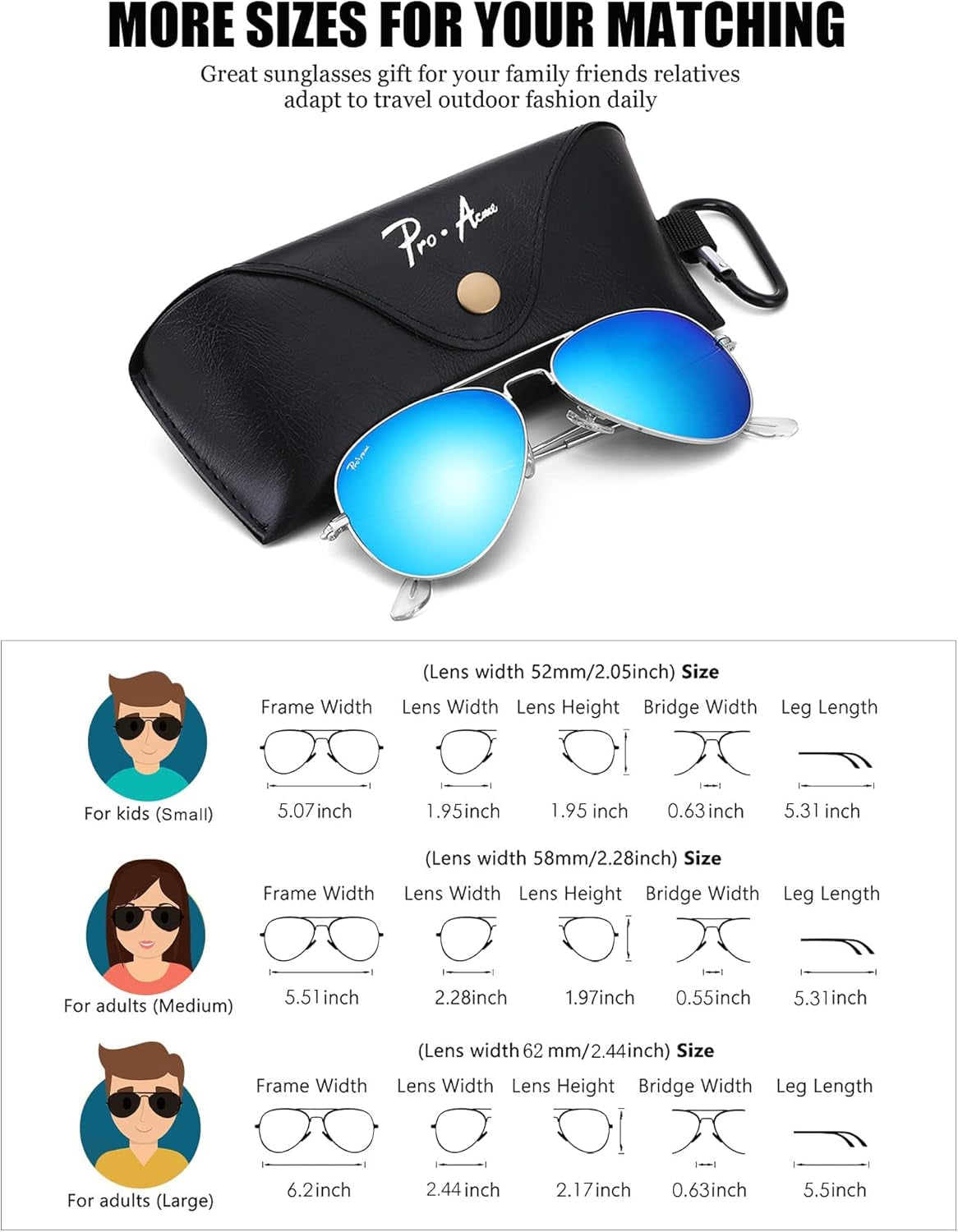 Classic Aviator Sunglasses for Men Women 100% Real Glass Lens