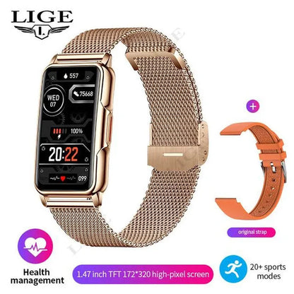 LIGE 2023 Newest 1.47-inch Full Touch Sports Smart Bracelet Watch for Men and Women Fitness Tracker Health Monitors IP67 Waterproof Smart Wristbands Montre Connecter