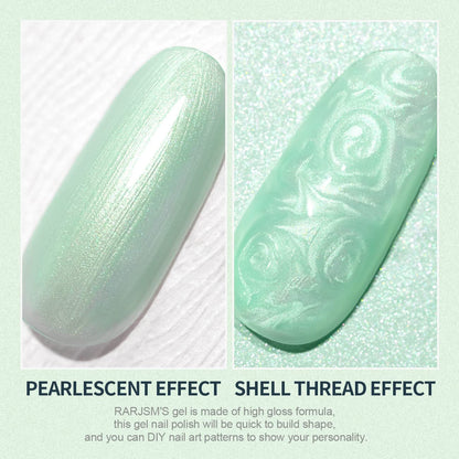 Pearl Gel Nail Polish, Glitter Drawing Gel Polish Light Green Shimmer Mermaid Nail Gel Soak off UV Gel for Salon Home DIY Manicure Use