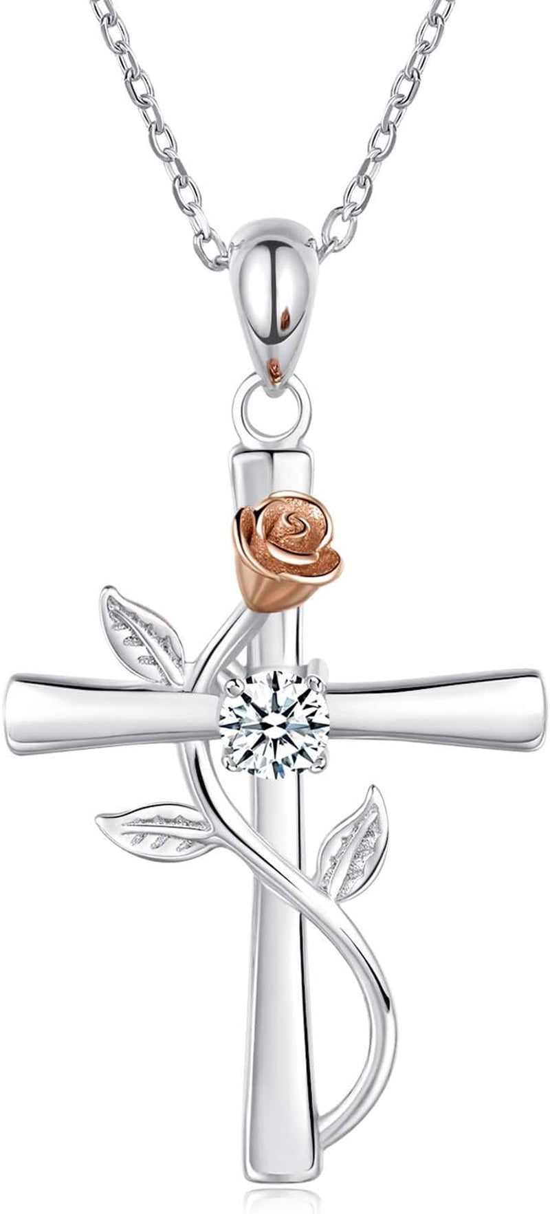Cross Necklace for Women 925 Sterling Silver Birthstone Necklace for Womens Cross Pendant 5A Cubic Zirconia 12 Birth Months Birthday Gifts for Women Wife Her - WORLD TIME VISITS