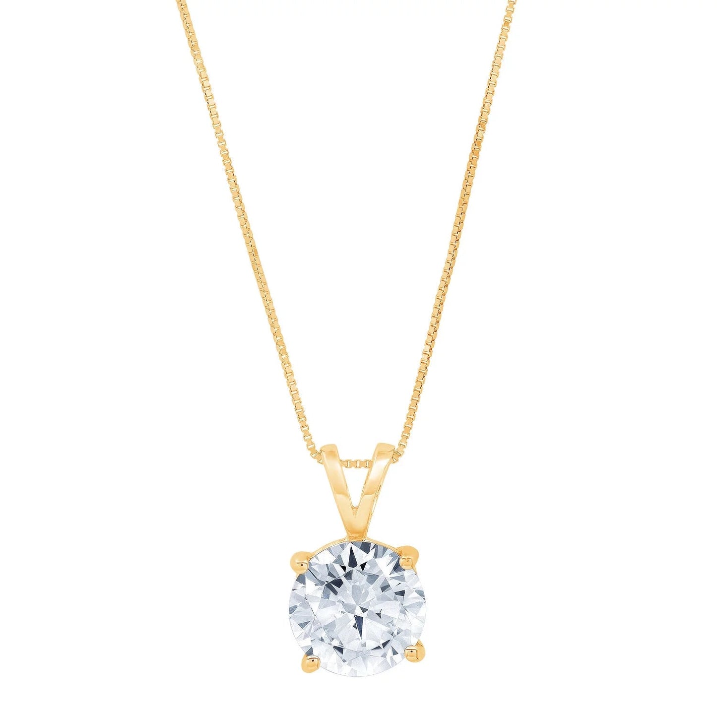 1.5 Ct round Cut Blue Simulated Diamond 18K Yellow Gold Pendant + 18" Gold Chain