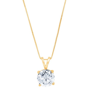 1.5 Ct round Cut Blue Simulated Diamond 18K Yellow Gold Pendant + 18" Gold Chain