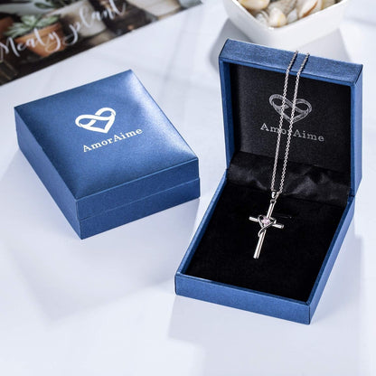 925 Sterling Silver Cross Necklace for Women Men 5A CZ Birthstone Necklaces 14K Gold Plated or Rose Gold Necklace for Easter or Holiday