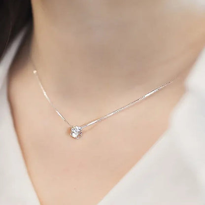 Women Simple Trendy Zircon Rhinestone Choker Necklace Shine Diamond Silver Chain Jewelry