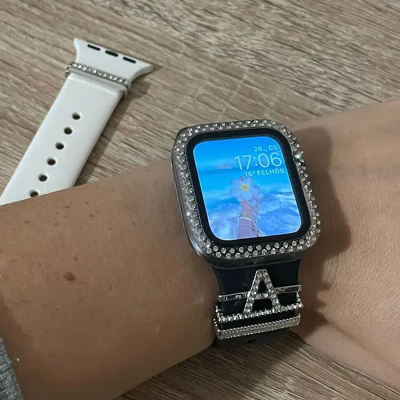 For Apple Watch Band Metal Charms Decorative Ring Diamond Ornament Smart Watch Strap for Iwatch Bracelet Watch Band Ornament