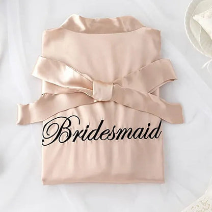 Bridal Party Wedding Robe Gold Letter Bride Robes Bridesmaids Sleepwear Nightwear Wedding Bathrobe