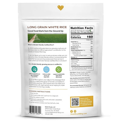 Climate Friendly White Rice, Long Grain White Rice Cooker Ready, Gluten Free, Vegan, Kosher, Vegetarian, Non-Gmo, Plant Based, US Sustainably Grown, 2Lb. Resealable Bag (Pack of 3) (Packaging May Vary)