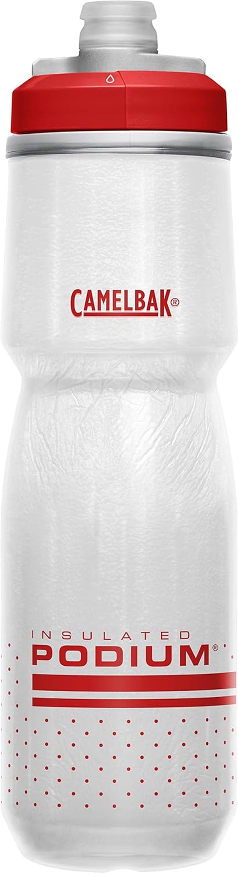 Podium Chill Insulated Bike Water Bottle - Easy Squeeze Bottle - Fits Most Bike Cages - 24Oz, Fiery Red/White - WORLD TIME VISITS
