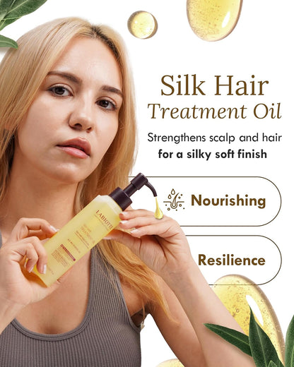 Silk Oil Hair Treatment for Repair, Frizz Control & Shine - with Jojoba Oil for Dry, Damaged Hair Growth - 5.07 Fl Oz