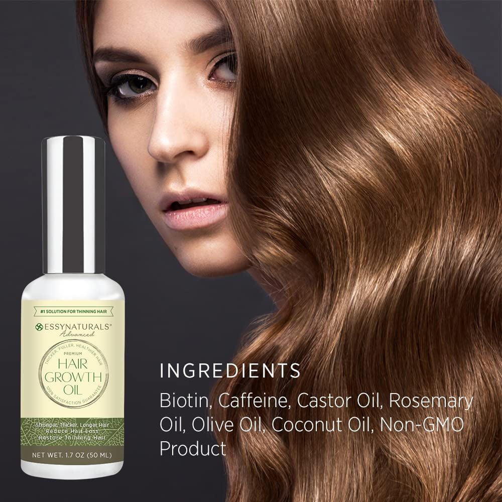 Essynaturals Hair Growth Oil with Biotin - Caffeine and Castor Oil for Fuller, Thicker, Longer Hair - WORLD TIME VISITS