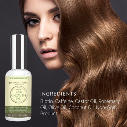 Essynaturals Hair Growth Oil with Biotin - Caffeine and Castor Oil for Fuller, Thicker, Longer Hair - WORLD TIME VISITS
