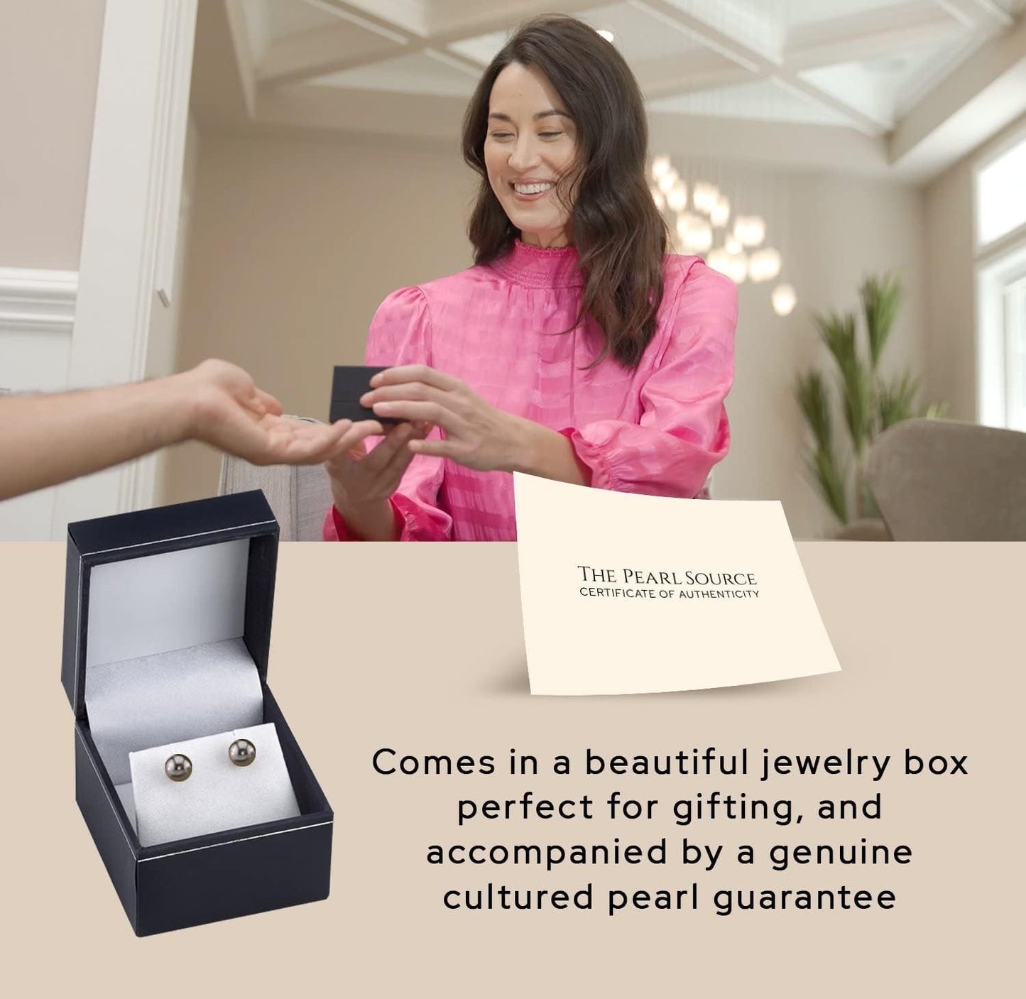 Tahitian Real Pearl Earrings for Women - Black 14K Gold Stud Earrings | Hypoallergenic Earrings with Genuine Cultured Pearls, 8.0Mm-12.0Mm