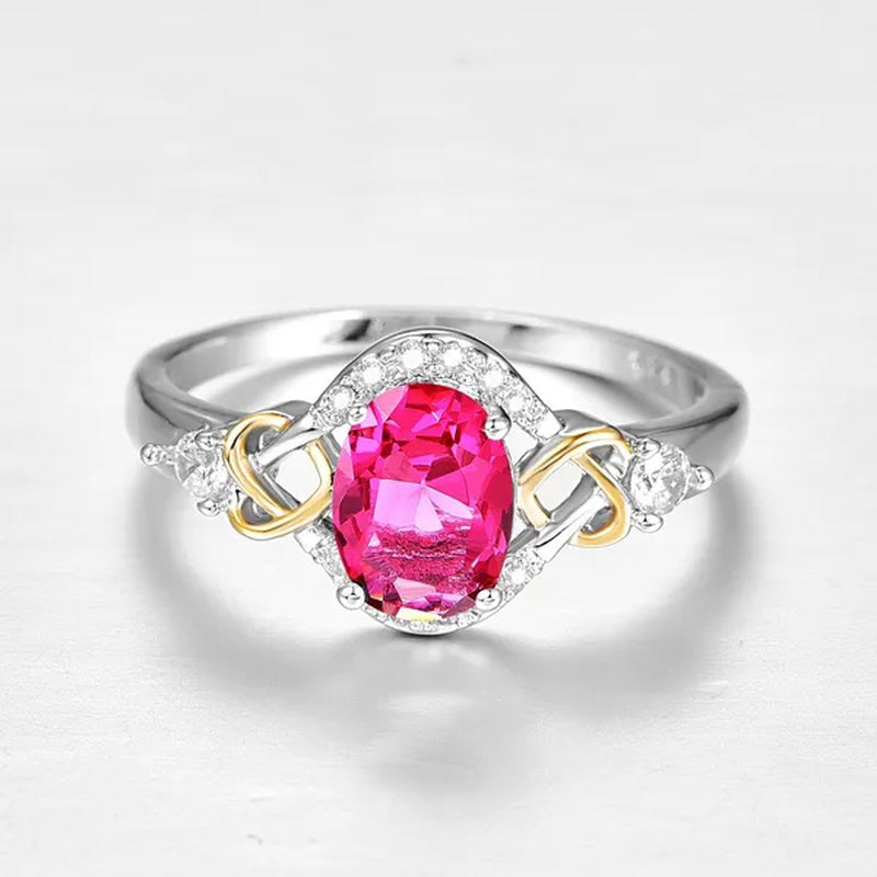 Fashion Wedding Bride Oval Cut Rainbow Blue Topaz Sapphire Ruby Gemstone Jewelry Ring