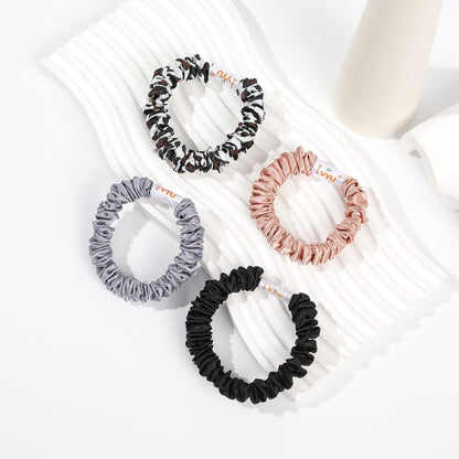 Hair Ties Silk Satin Scrunchies - Small Mini Scrunchy for Women Thick Hair Accessories Cute Soft No Slip Hair Elastics Ponytail Holder for Curly Hair No Damage Hairties Gift for Girls