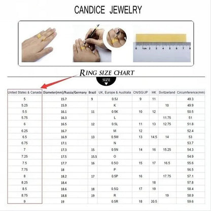 CANDICE Women'S Sterling Silver Plated Jewelry Set Summer New Fashion Blue Zircon Necklace Pendant Earrings Ring（Us 7-9)