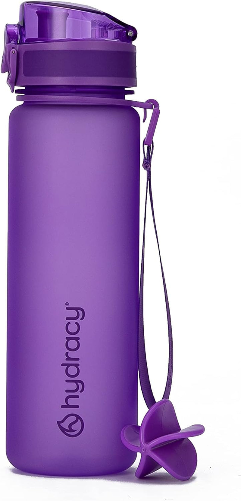 Water Bottle with Shaker Ball & Time Marker - 500Ml 17Oz Bpafree Water Bottle -Leak Proof & No Sweat Gym Bottle W/Fruit Infuser Strainer -Ideal Gift for Fitness, Sports & Outdoors -Berry Blue