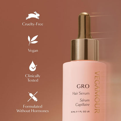 GRO Hair Serum for Hair Thinning & Shedding, Thicker Fuller Looking Hair in as Soon as 90 Days, Non Oily, Bergamot Scent, Vegan & Cruelty Free