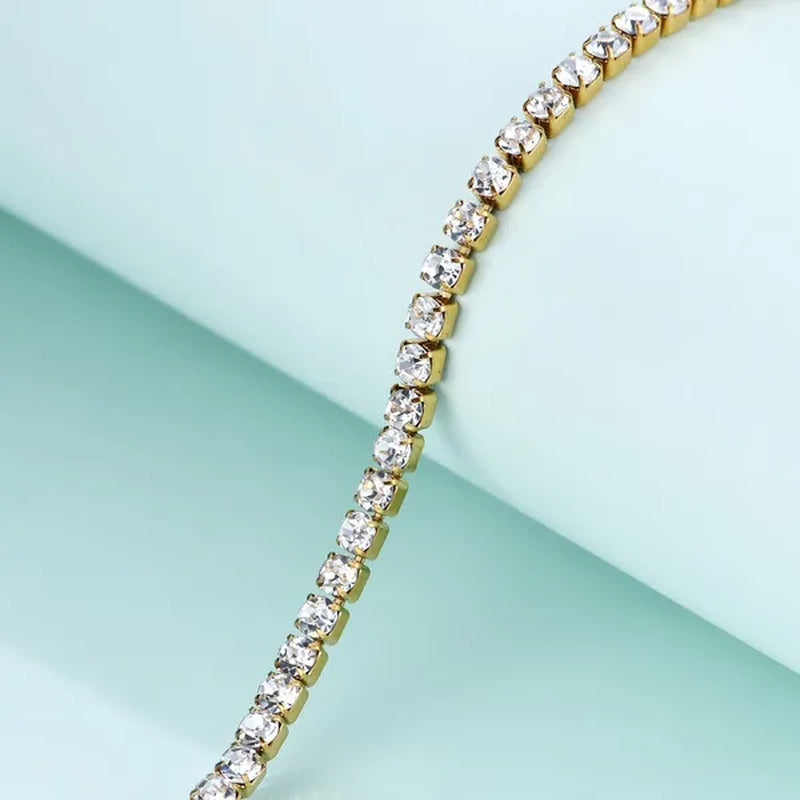 Stainless Steel Bracelets Fashion Gold Silver Color Trendy Women Bracelets Brief Grade Quality Zircon Tennis Chain Bracelets