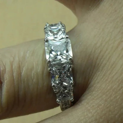 Natural 3.28CT White Diamond 14K White Gold Wedding Ring Size 6-10