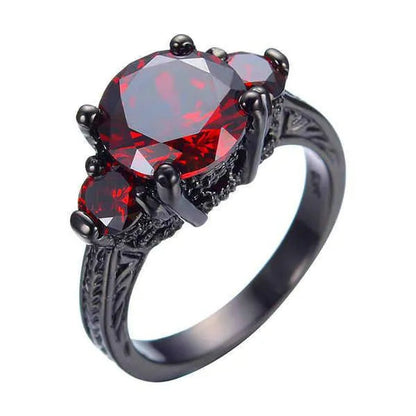 Fashion Jewelry Red Ruby Garnet CZ Wedding Ring for Women Size 5/6/7/8/9/10 - WORLD TIME VISITS