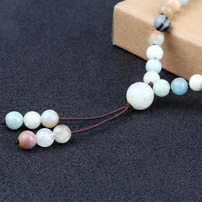 High Quality Men Bracelets 108 Mala Amazonite Beads Natural Stone Elastic Knot Bracelet&Necklace for Women Charms Yoga Jewelry