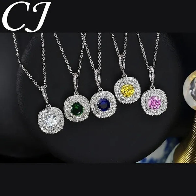 CANDICE 1 Set White Gold Plated Jewelry Set Full Clear CZ Crystal Pendant Necklace Earrings Sets with YELLOW Zirconia Stone