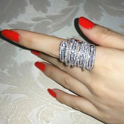 Elegant  Silver White Sapphire Natural stone Birthstone Gemstones Engagement Wedding Anniversary Bride Man Women Ring Size 6 7 8 9 10