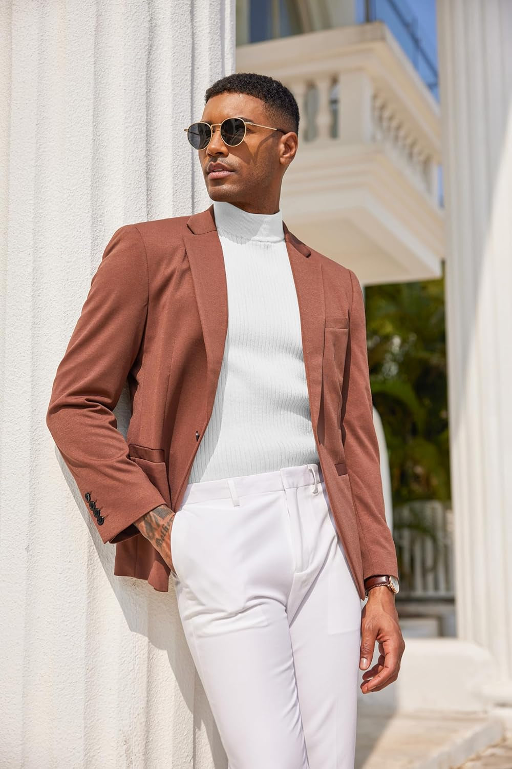 Men'S Mock Turtleneck Sweater Short Sleeve Casual Basic Tops Ribbed Knit Pullover Solid Tee