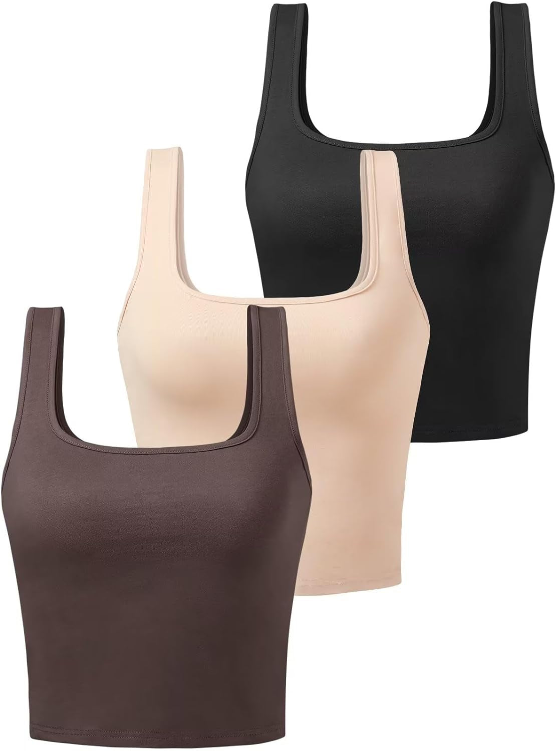 Sports Crop Tank Tops for Women Cropped Workout Tops Racerback Running Yoga Tanks Cotton Sleeveless Gym Shirts 3 Pack - WORLD TIME VISITS