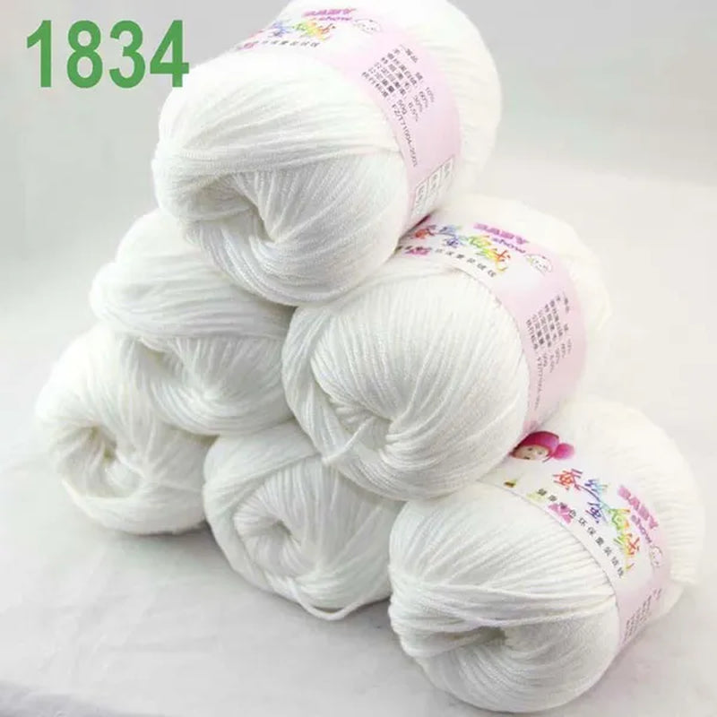Sale New 300G/882Y Soft Cashmere Silk Wool Hand Knitting Baby Yarn White 1834