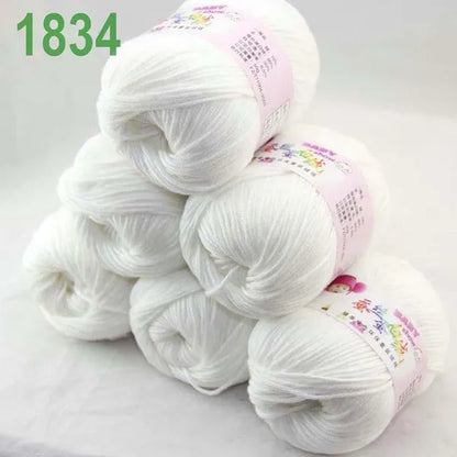 Sale New 300G/882Y Soft Cashmere Silk Wool Hand Knitting Baby Yarn White 1834