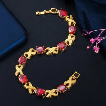 CANDICE Indian Luxury Wedding Party Bangle Jewelry with AAA CZ Stone Gold Plated X Shape Bracelet for Summer Fashion