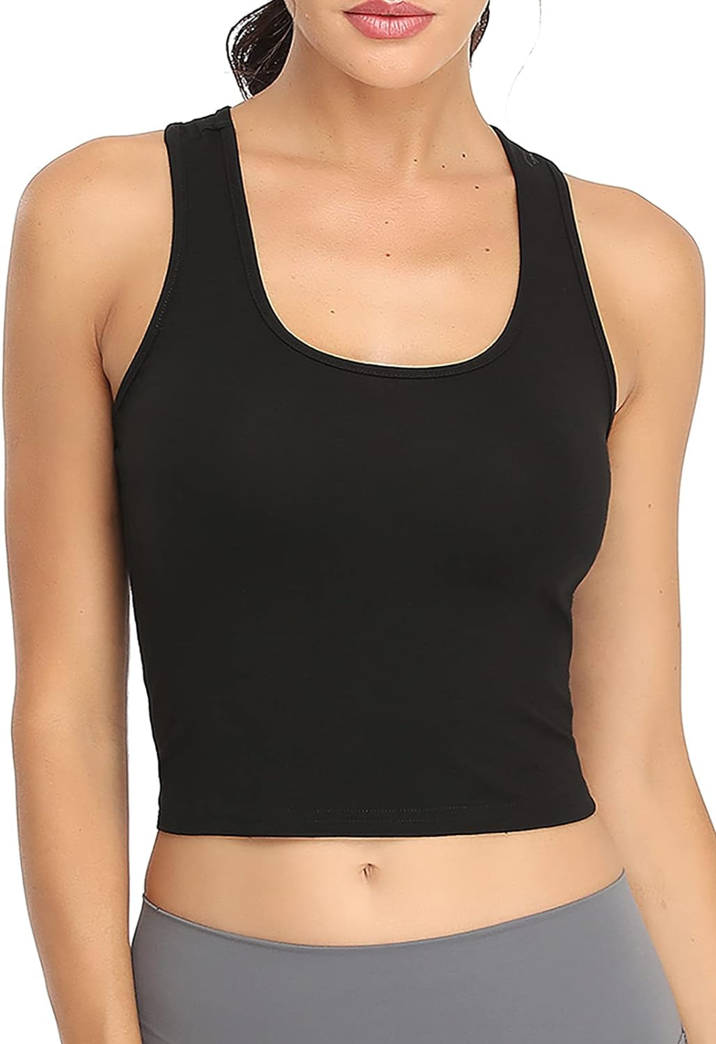 Sports Crop Tank Tops for Women Cropped Workout Tops Racerback Running Yoga Tanks Cotton Sleeveless Gym Shirts 3 Pack - WORLD TIME VISITS