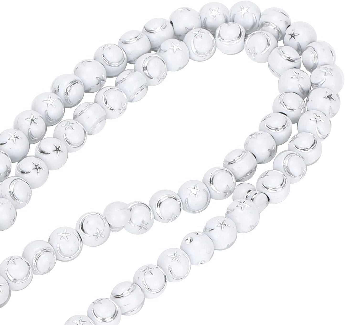Islamic Prayer Beads, Muslim Rosary Beads 99 Grains Resin Gilding Religious Article(White)