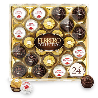 , 24 Count, Premium Gourmet Assorted Hazelnut Milk Chocolate, Dark Chocolate and Coconut Chocolates, Chocolate Gift Box, 9.1 Oz