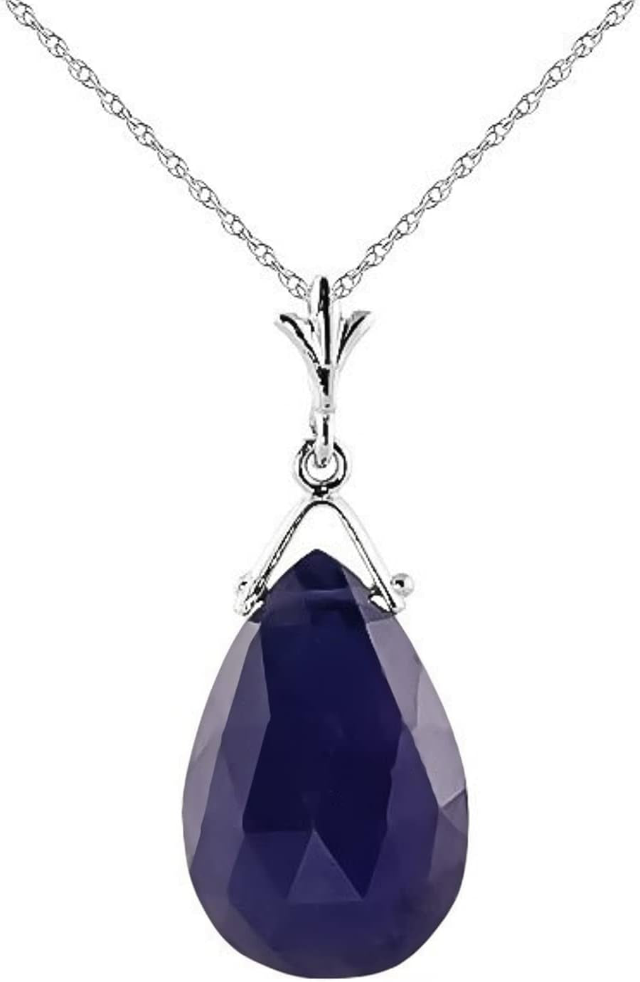 14K Solid Gold Necklace with Briolette Sapphire