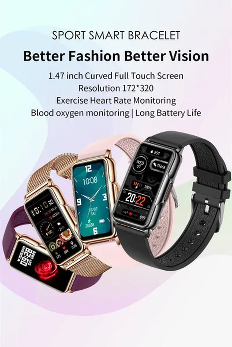 LIGE 2023 Newest 1.47-inch Full Touch Sports Smart Bracelet Watch for Men and Women Fitness Tracker Health Monitors IP67 Waterproof Smart Wristbands Montre Connecter