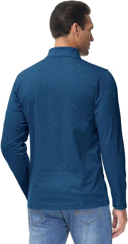 Men'S Quarter Zip Pullover Premium Fleece Lined Heather Long Sleeve Golf Shirts Midweight 1/4 Half Zip Sweatshirts