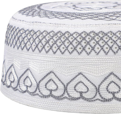 Muslim Prayer Kufi Hat for Men Boys Islamic Beanie Skull Cap Prayer Headwear Embroidery Kofia Topi Sun Hat Ramadan Eid Gift
