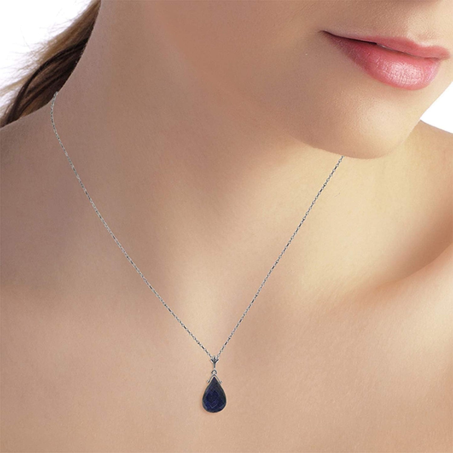 14K Solid Gold Necklace with Briolette Sapphire