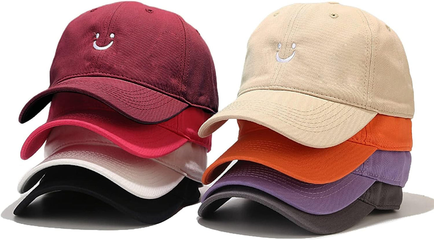 Smile Face Baseball Cap for Women Men Adjustable Low Profile Unstructured Cotton Dad Hat