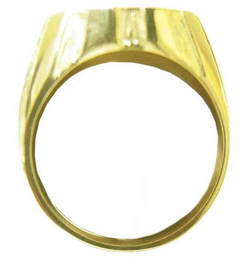 Style #607-8, 14k Gold, AA Symbol Mens Signet Style Ring with 6-25pt. Diamonds in the center of the Triangle