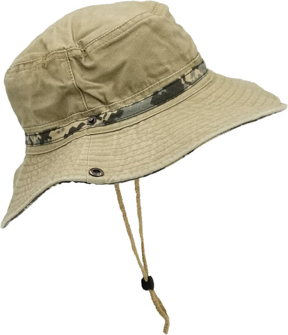 Outdoor Boonie Sun Hat for Hiking, Camping, Fishing, Operator Floppy Military Camo Summer Cap for Men or Women