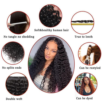 Water Wave Bundles 18 20 22 Inch Wet and Wavy Human Hair Weave Bundles 10A Brazilian Virgin Water Wave Hair 3 Bundles Human Hair Extensions for Black Women Natural Color