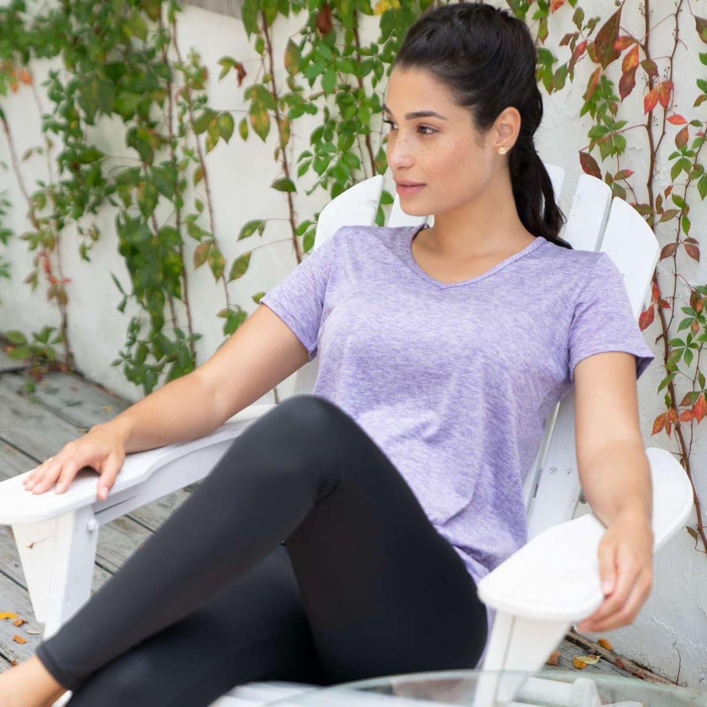 5 Pack: Women'S Short Sleeve V-Neck Activewear T-Shirt Dry-Fit Wicking Yoga Top (Available in Plus)