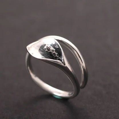 Women Fashion Elegant 925 Sterling Silver Calla Lily Flower Rings