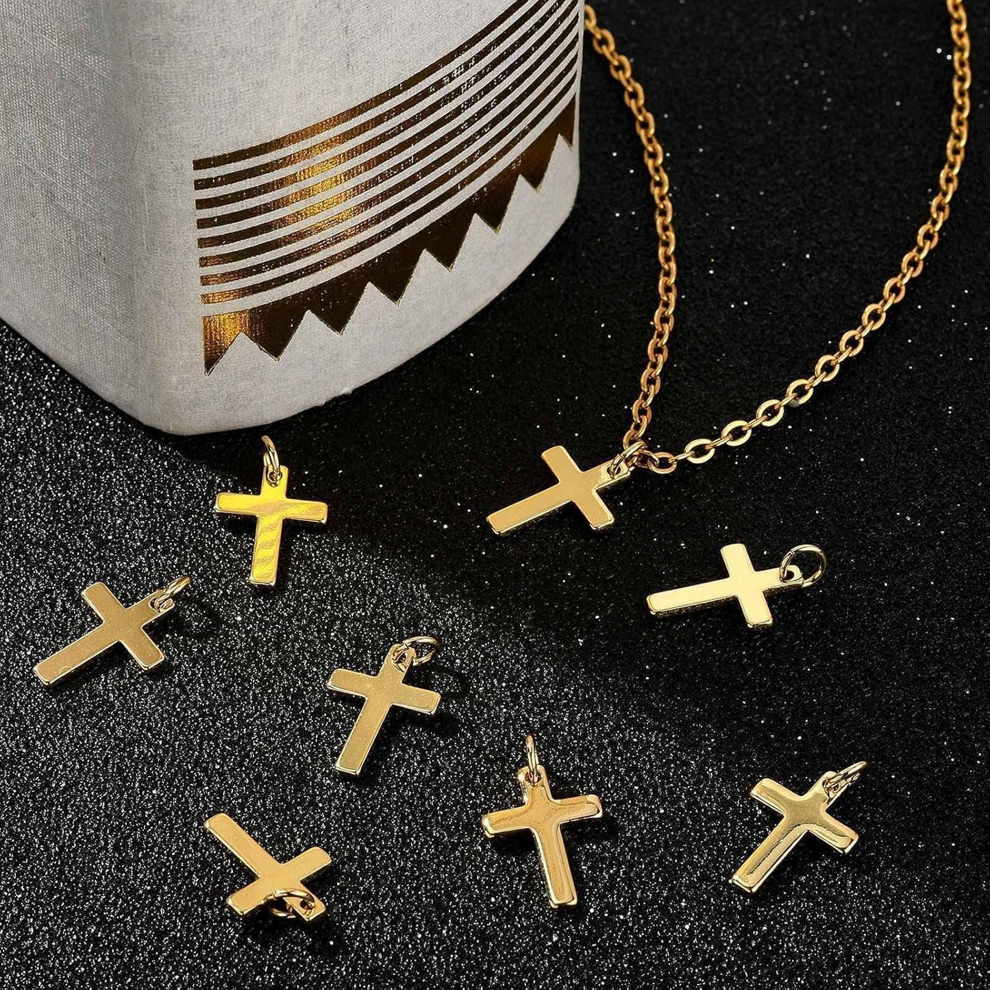 10 Pcs Craft Supplies Real 18K Gold Plated Beads Charms Pendants Cross Charms for Jewelry Making Crafting