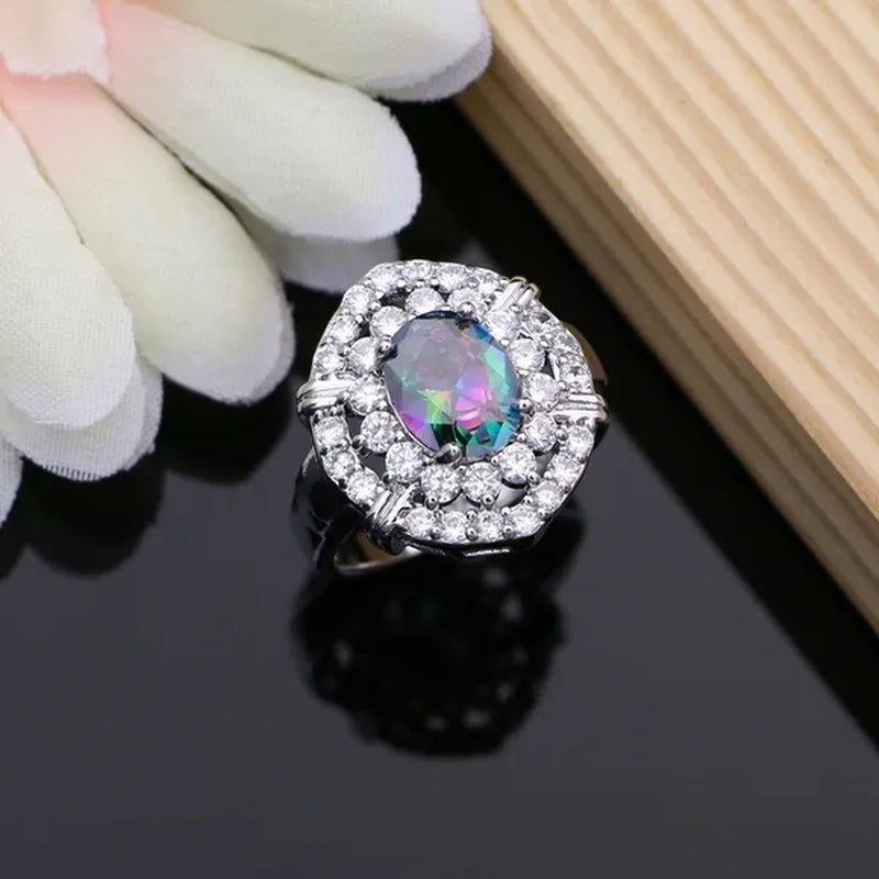 Work & Leisure Style 925 Silver Jewelry Sets Sapphire Garnet Emerald Ruby Topaz Wedding Jewelry Set for Women
