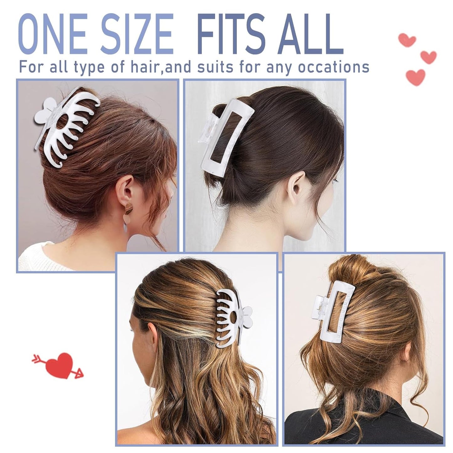 Hair Clips for Women 4.3 Inch Large Hair Claw Clips for Women Thin Thick Curly Hair, Big Matte Banana Clips,Strong Hold Jaw Clips,Clear1