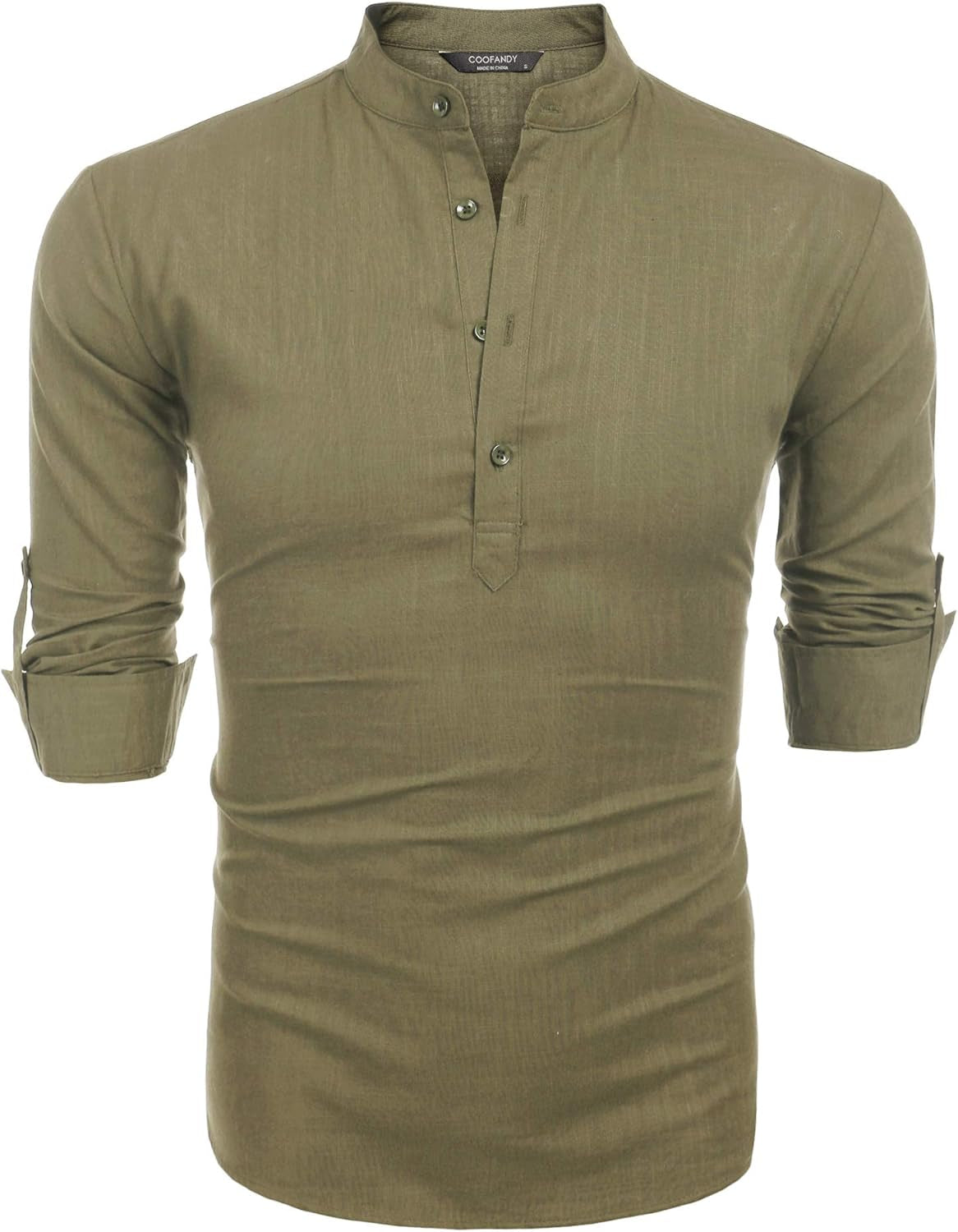Men'S Cotton Linen Henley T-Shirts Long Sleeve Hippie Casual Beach T-Shirts